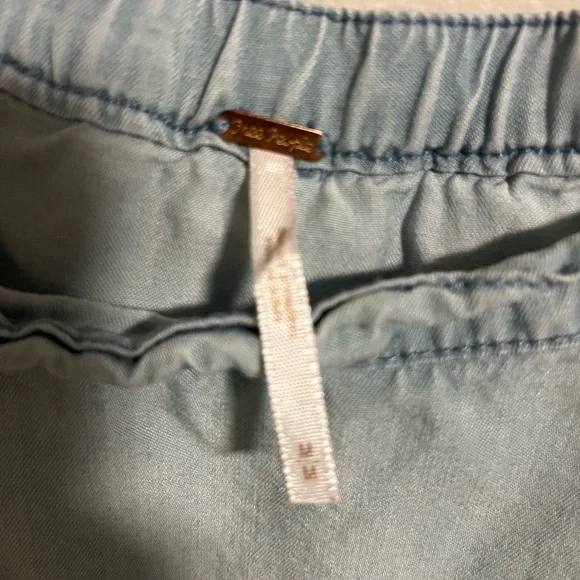 Free People Pale Blue Off-the-Shoulder Ruffle Crop Top - Picture 3 of 5